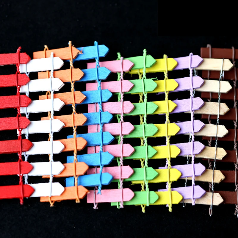 10PCS Long Miniature Wooden Fence DIY Colorful Fairy Garden Doll House Decoration Succulent | Дом и сад