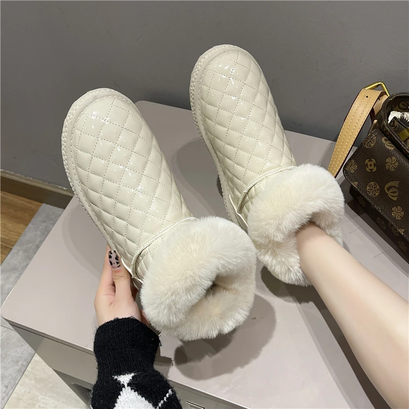 SUNNYS Snow Boots Winter Warm Plush Boots Women Waterproof Slip-on Women Shoes Flat Casual Winter Shoes Ankle Boots for Women