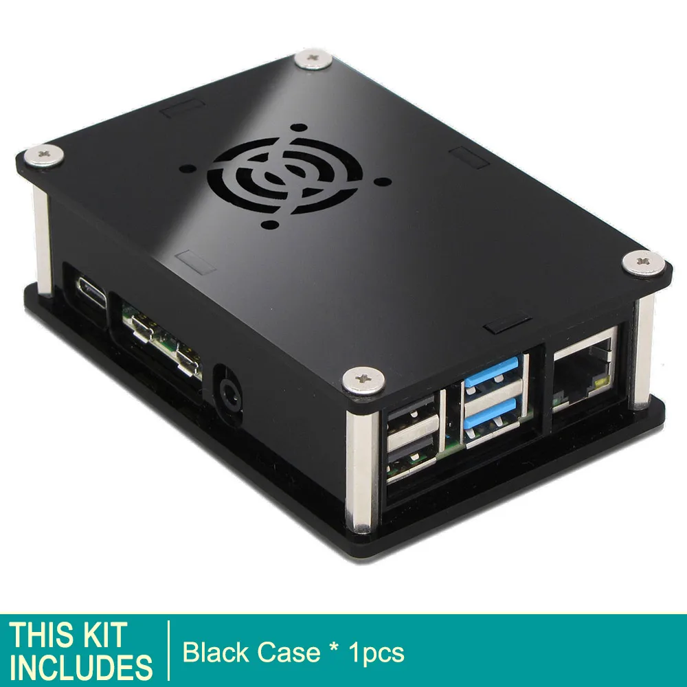 Black case Корпус C4: прозрачный красный Raspberry PI 4 корпус коробка PI4 Модель B 1 ГБ/2 ГБ/4 ГБ полиметилметакрилатные акриловые крышки корпуса КОРПУСА коробка Raspberry PI 4B - Цвет: Black case