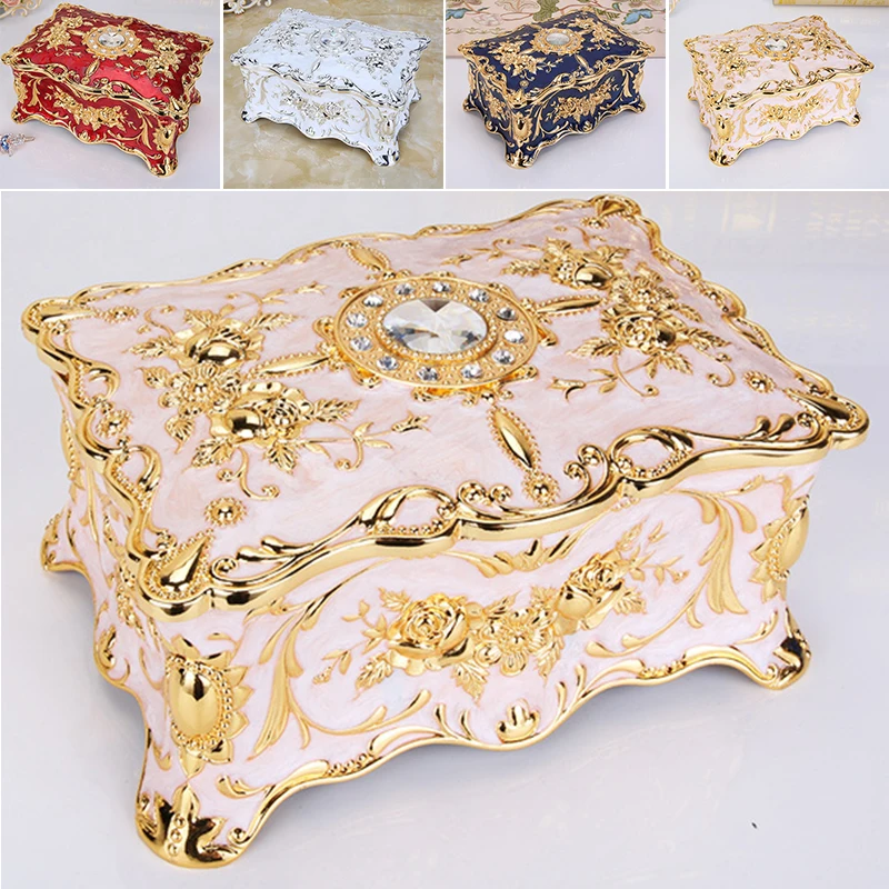 

European Style Retro Jewelry Box Ring Necklace Pendant Case Storage Organizer