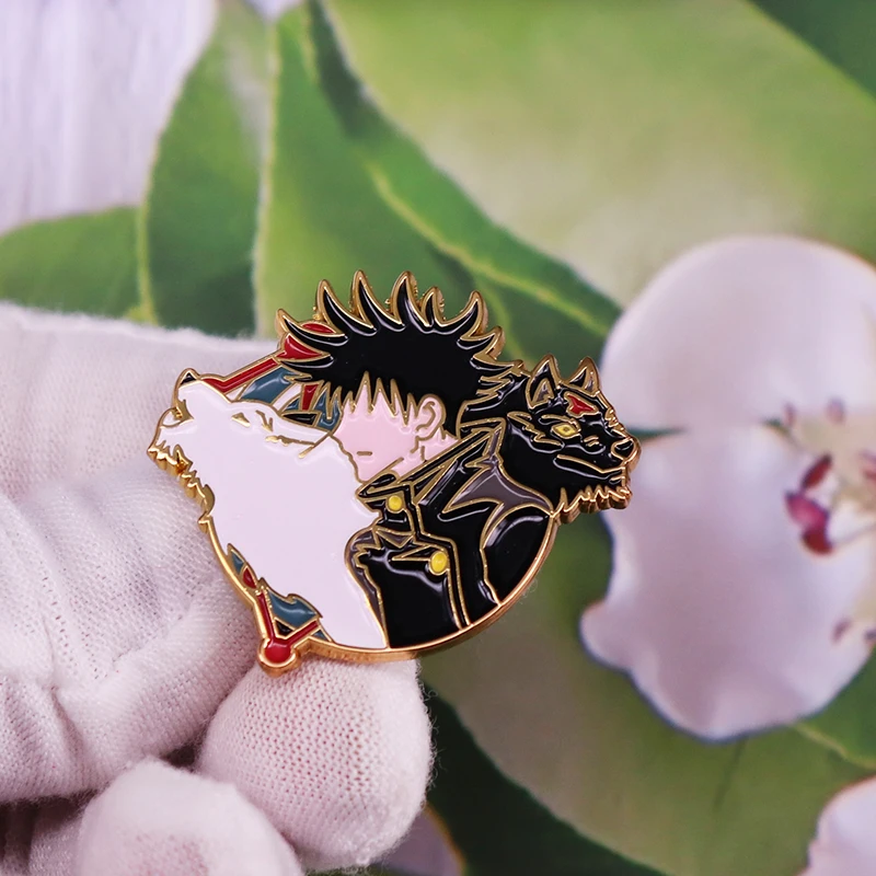 Брошь в японском стиле из комиксов ююютсу кайсен эмалированная брошь виде волков