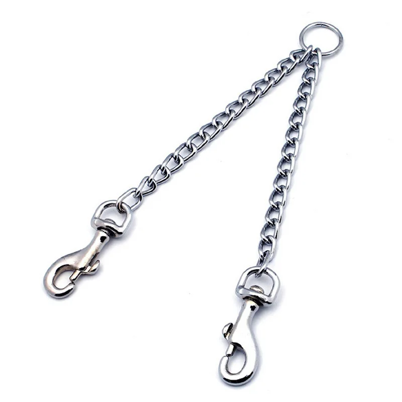 Металлическая двойная сцепка для поводков собак с защитой от жевания двойной