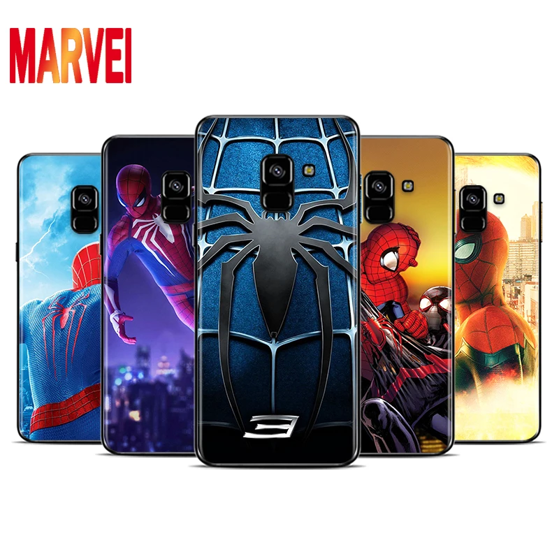 

Fashion Marvel Spiderman Soft TPU For Samsung Galaxy A8 A9 A7 A750 A6 A5 A3 A6S A8S Star Plus 2016 2017 2018 Black Phone Case