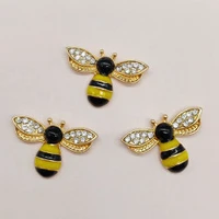 10 pcslot new golden alloy small bee pendant rhinestone insects buttons buckles pin for clothing diy bag shoes aceessories
