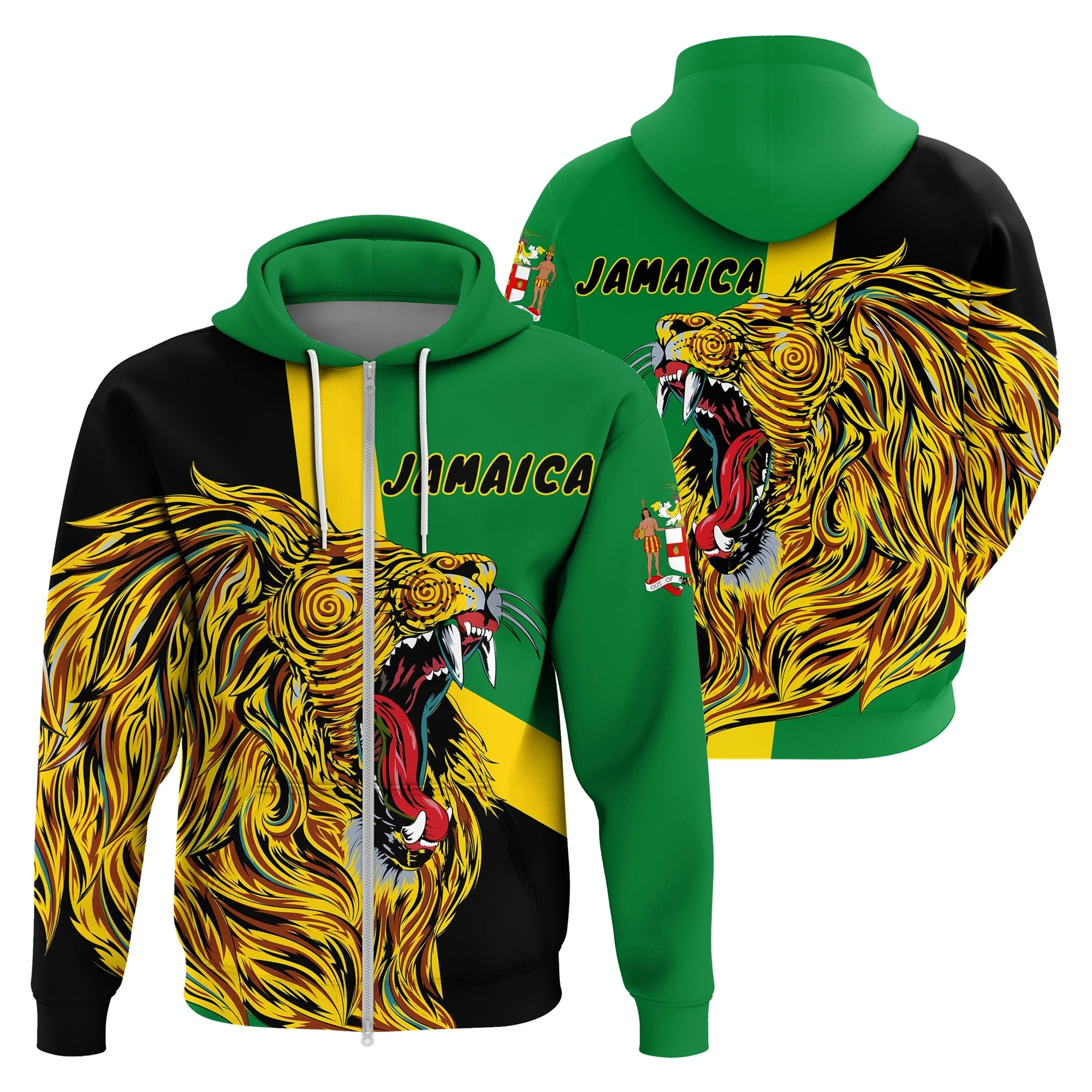 

PLstarCosmos 3DPrint Newfashion National Culture Country Jamaican Flag Tattoo Harajuku Streetwear Funny Unisex Zip/Hoodie Style3
