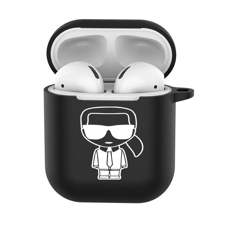 

Soft Silicone Cases For Apple Airpods 1 2 Fashion Brand Designer KARLs Wireless Earphone Cover For AirPods Pro Charging Box Bags