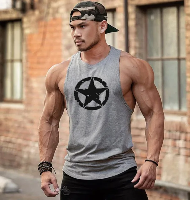 New Fashion Cotton Sleeveless Shirts Tank Top Men Fitness Shirt Mens Singlet Bodybuilding Workout Gym Vest Fitness Men images - 6