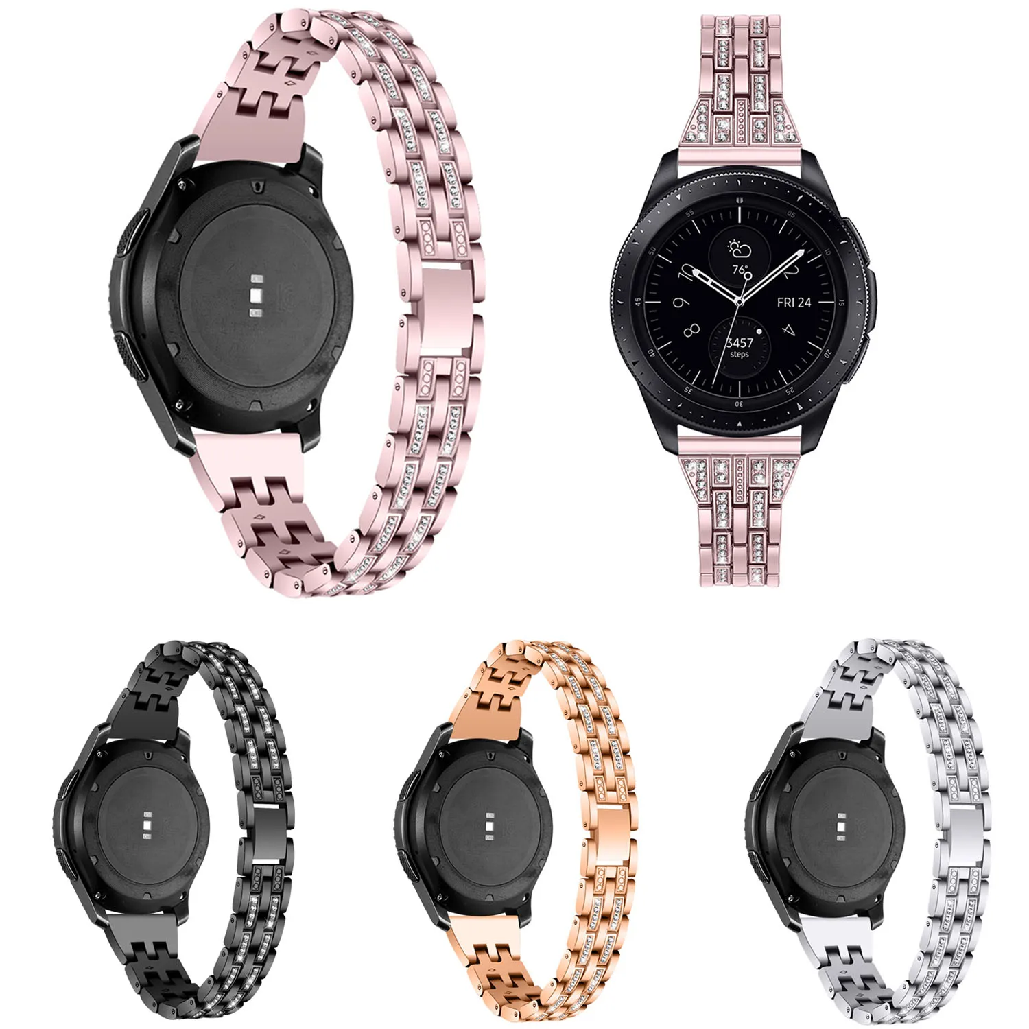 Браслет для samsung gear S2 S3 ремешок Женский Алмазный металлический Galaxy Watch 46 мм 42 Amazfit