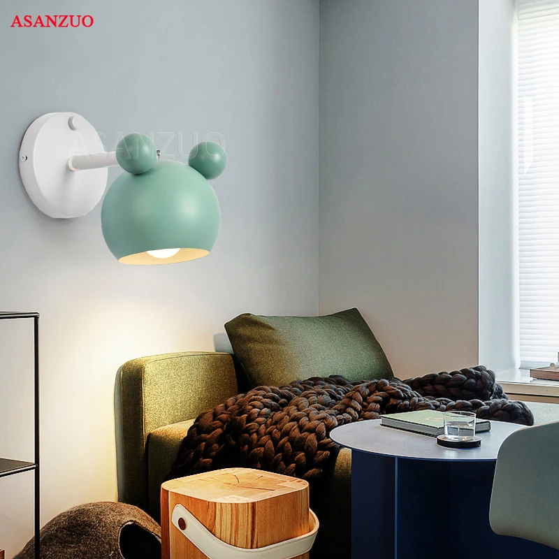 Регулируемые Настенные светильники в виде мыши Макарон для спальни украшение