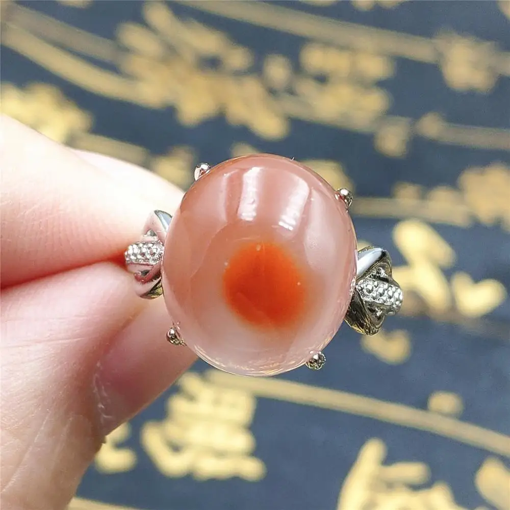 Женское кольцо с натуральным Южно-красным агатом регулируемое Размер 14x13 мм