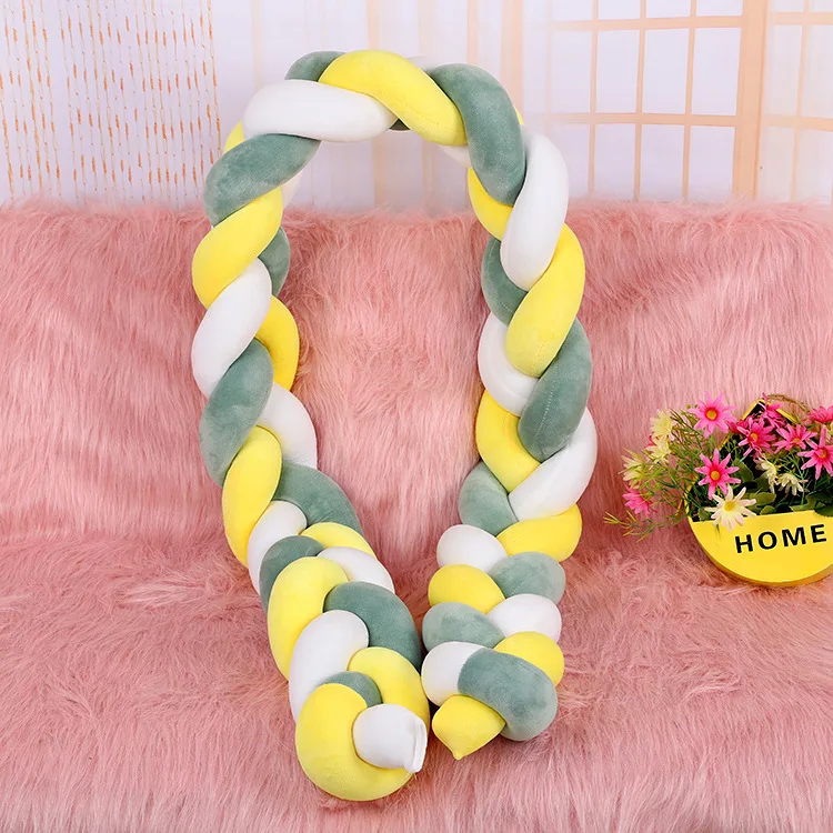 yellow white green 3 1,5 м плетеная плюшевая Колыбель для детской комнаты, декор для детской комнаты, ручная вязка, завязывающаяся кроватка, бампер для детской кровати, подарок для новорожденного - Цвет: yellow white green 3