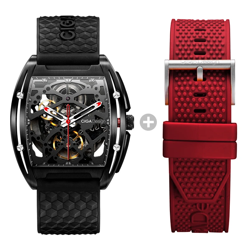 Mecânico dos Homens Relógio à Prova Relógio de Pulso Cinta de Silicone Ciga Design Relógio Relógios Marca Superior Dlc Técnica Dwaterproof Água Negócios Masculino Reposição