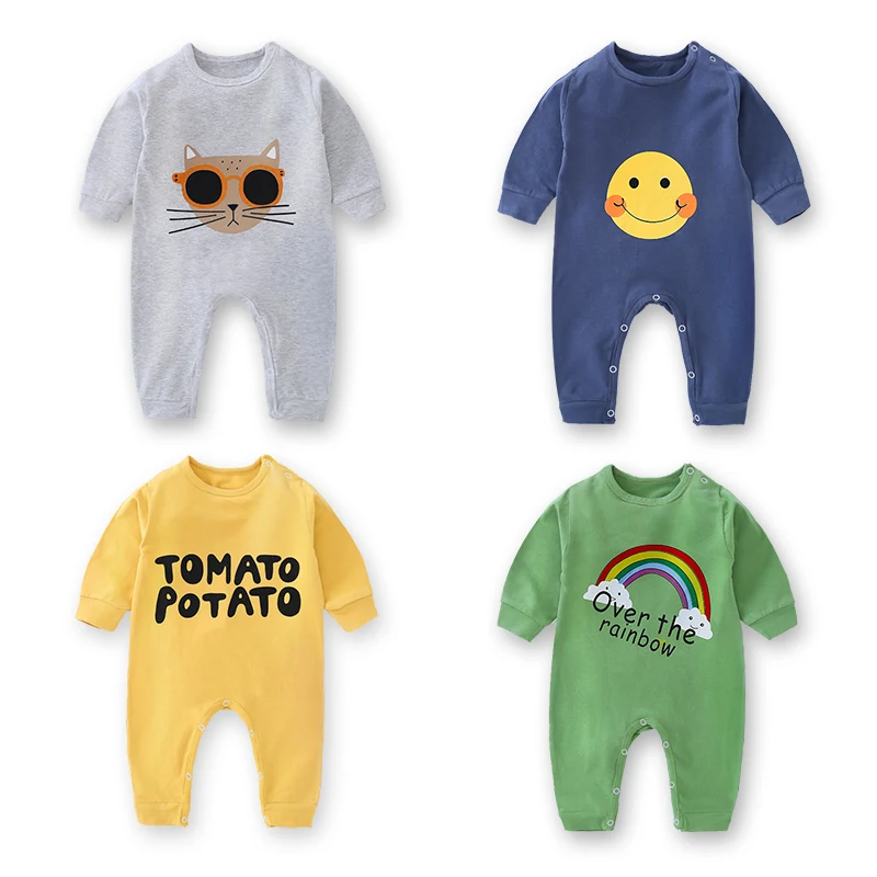 Детский хлопковый комбинезон с длинным рукавом на возраст 0-24 месяца | Детская