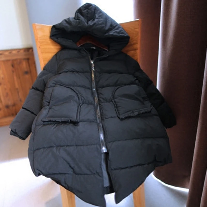 Boys Winter Jacket Thickening 2019 New Warm Cotton Clothes Roupa Children's Clothing Black Hoodie Long Outwear Infantil Costumes | Мать и