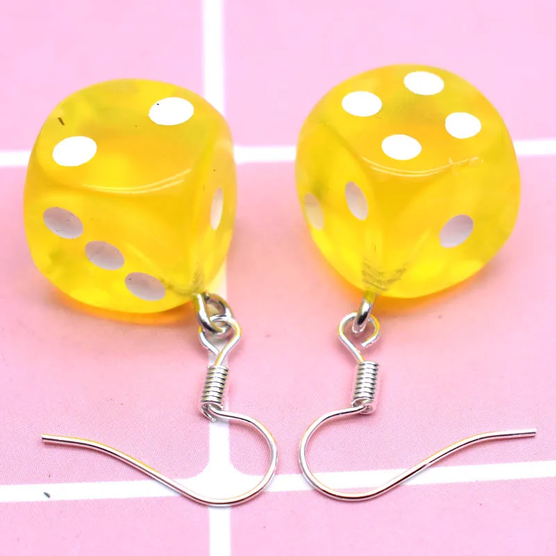 

1Pair Earrings Transparent Dice Resin Custom Made Handmade Temperament Girls Gift Earrings Jewelry Finding