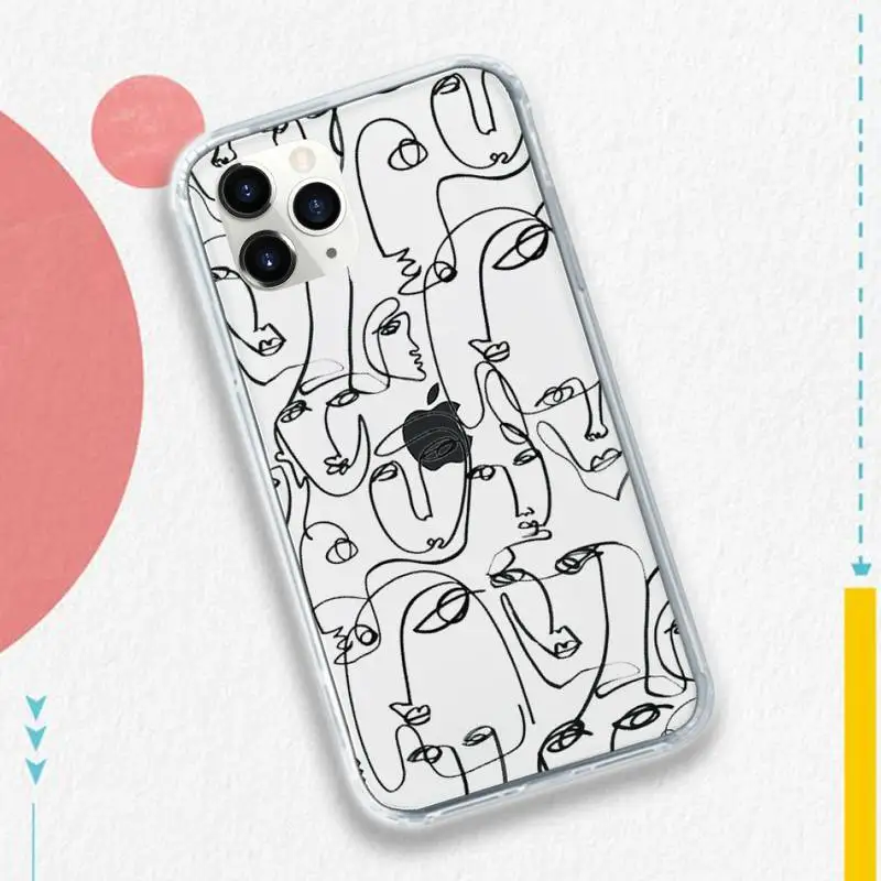 

Funny Face Abstract Cartoon Phone Case Transparent soft For iphone 5 5s 5c se 6 6s 7 8 11 12 plus mini x xs xr pro max