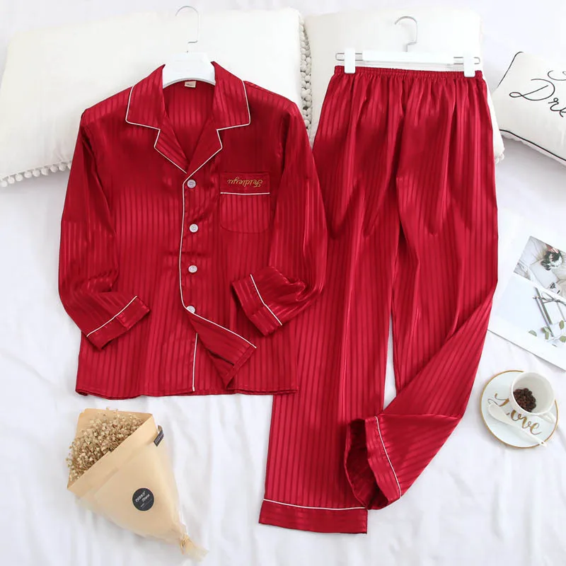 Зимняя Пижама унисекс для взрослых пижама из 2 предметов шелка с длинными