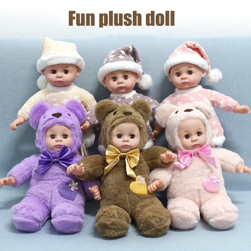 

Милая Рождественская кукла, имитация медведя, удобная плюшевая кукла для сна, мигает близко с глазами, музыкальные игрушки для девочек, пода...