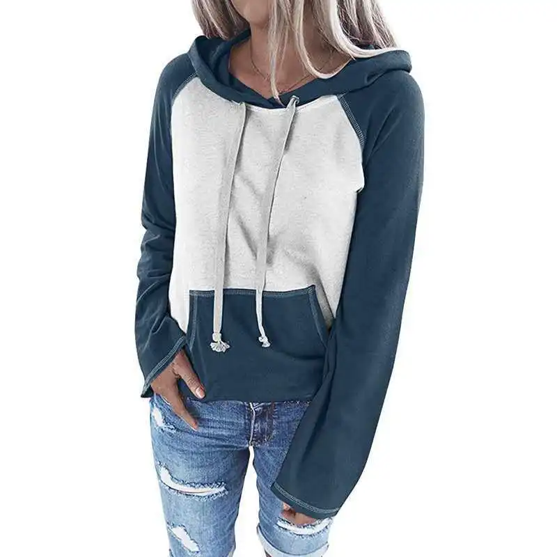 

2021 New Casual Women Clothes Patchwork Hoodies Loose Ladies Pullovers Autumn Outdoor Long Sleeve Female Sweatshirt