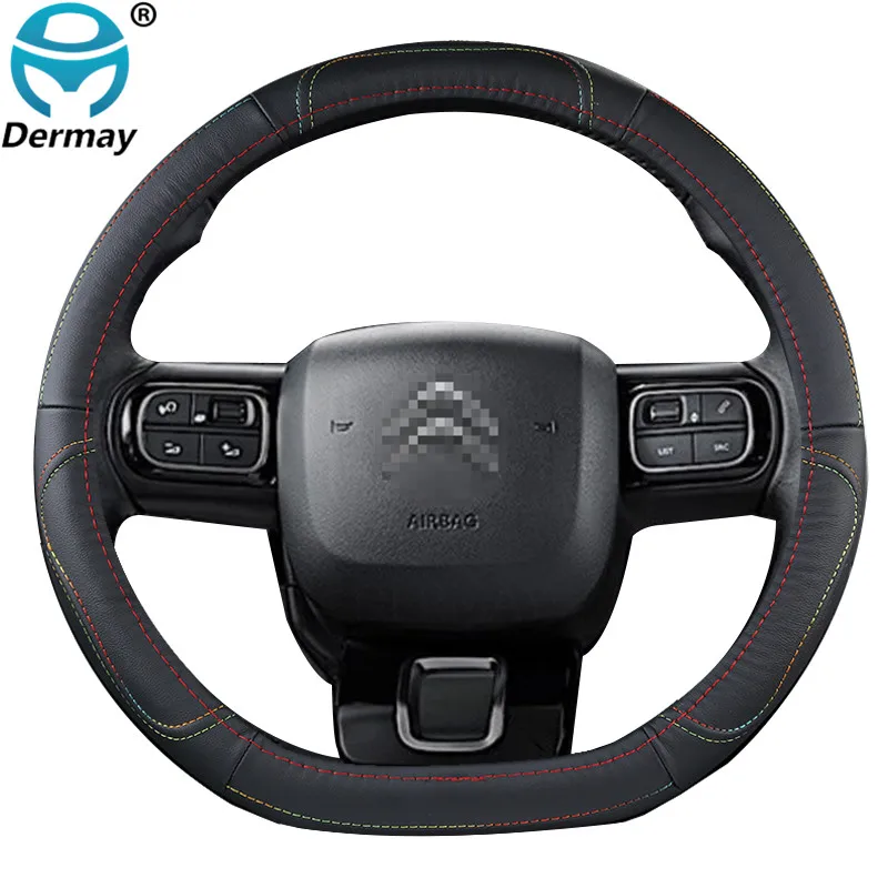 Genuine Leather Steering Wheel Cover for Citroen Berlingo 2018 2019 2020 2021 Cowhide Cubre Volante Auto Accessories | Автомобили и