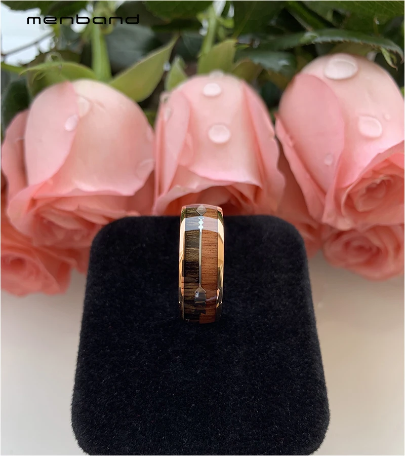 Мужское и женское кольцо из карбида вольфрама розовое золото обручальное 2