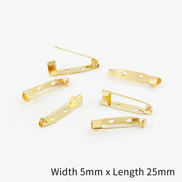 Gold 5x25mm 50 шт./Партия 15 20 25 30 35 мм золото/серебро/бронзовая брошь зажим базовые булавки безопасные булавки брошь настройки базы для украшений ручной работы Изготовление ювелирных изделий - Цвет: Gold 5x25mm