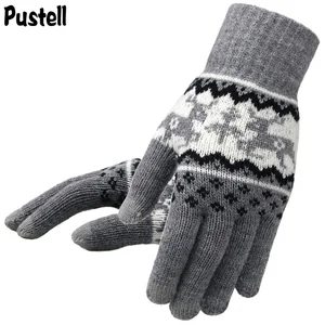 Женские вязаные перчатки, зимние модные варежки с закрытыми пальцами, женские мягкие вязаные перчатки с рисунком рождественского оленя для сенсорных экранов