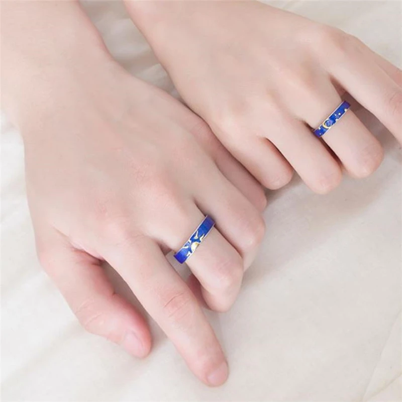 Одинарное запоминающее синее глянцевое Солнце Луна Звезда двойное милое женское