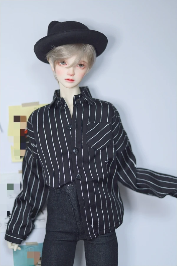 

BJD doll clothes suitable for 1/3 1/4 POPo68 size black striped satin small bat shirt doll accessory