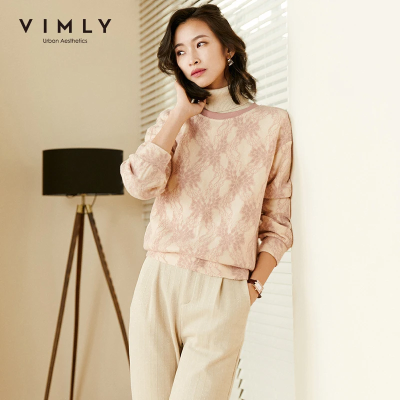 Свитшот Vimly Женский Повседневный трикотажный Свободный пуловер с круглым