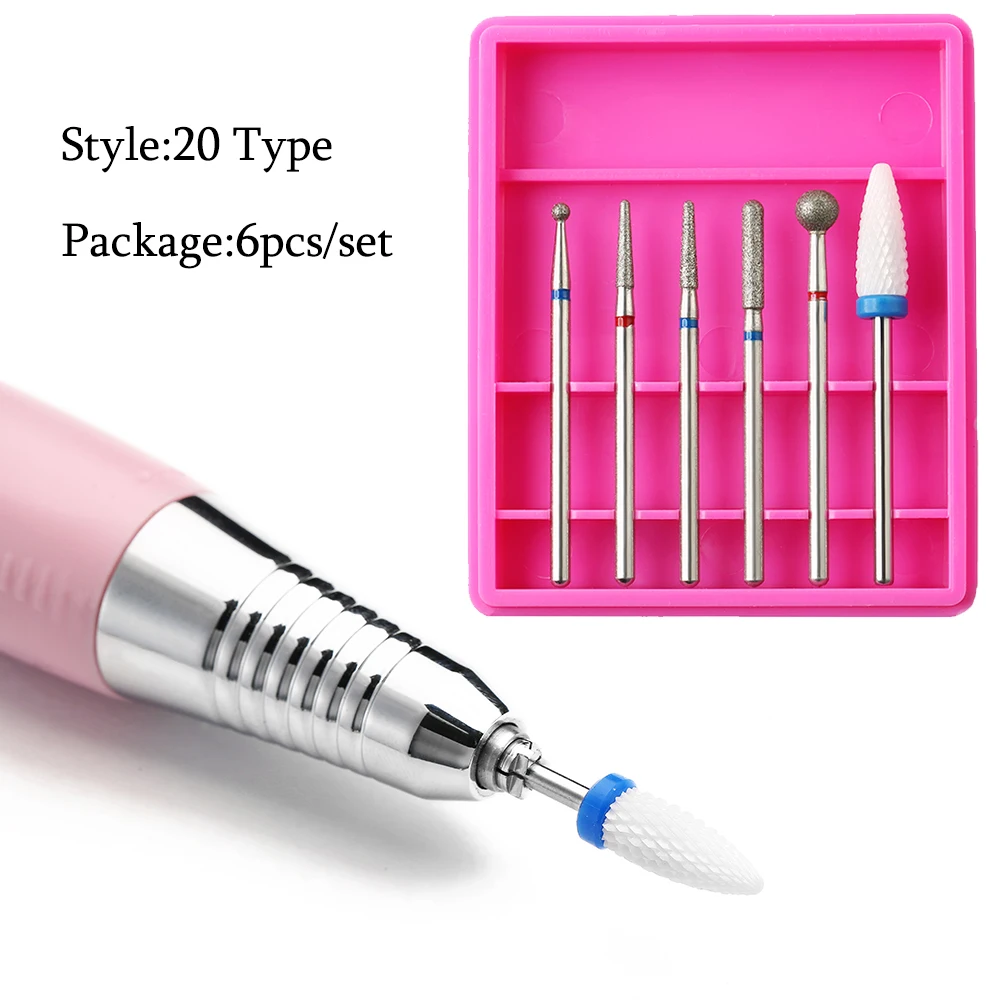 6/7 шт алмазные сверла для ногтей набор карбидных фрезов радужные кисти маникюра