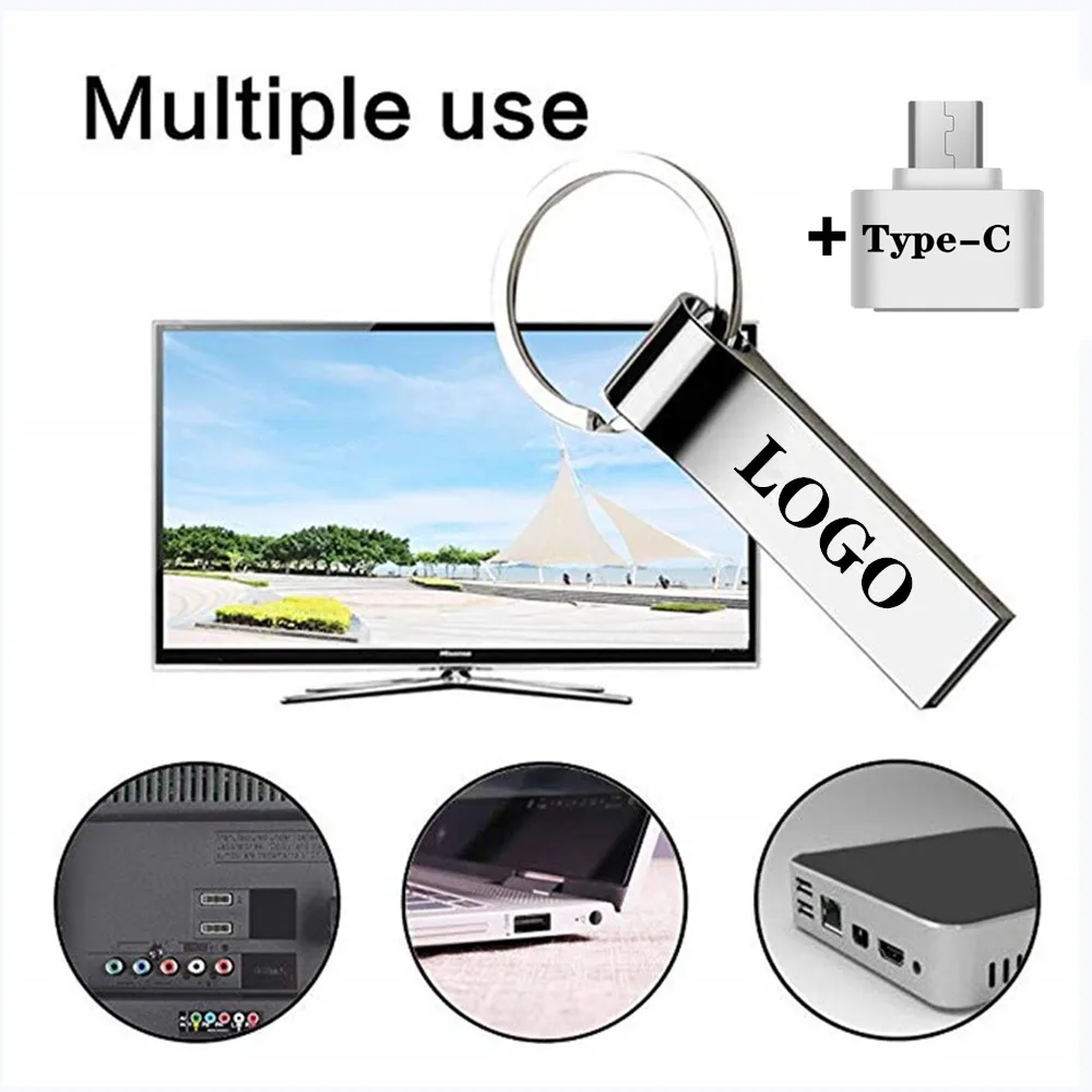 Водонепроницаемая металлическая USB флешка 64 Гб Флешка 32 ГБ 16 8 4G Type C 2 0 Usb U диск с