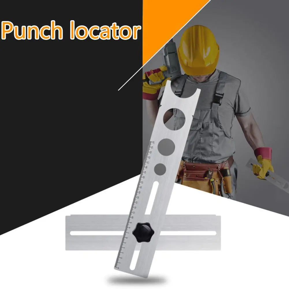 

Steel Ceramic Tile Hole Locator Ruler Adjustable For House Punching Decorated Hand Ruler Multi-Functional Tool Wo Y5N6
