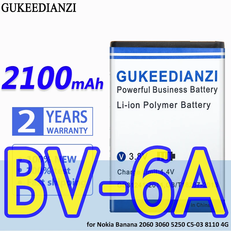 GUKEEDIANZI BV 6A 1500 мАч высокой Ёмкость Батарея для Nokia банан 2060 3060 5250 C5 03 8110