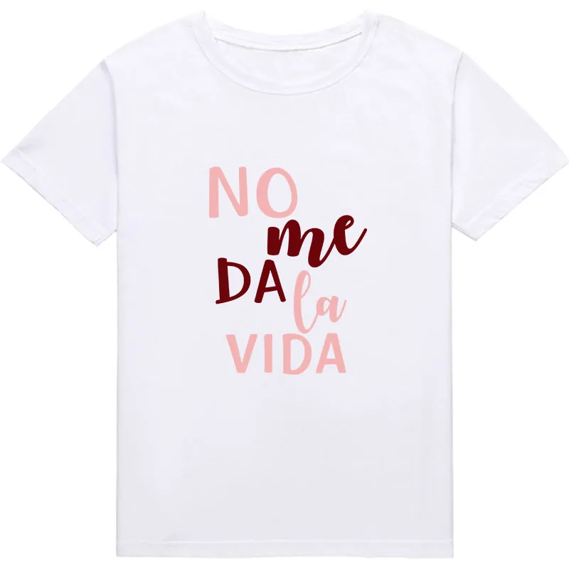 Женская футболка с принтом букв и испанских надписей белая розовая уличная