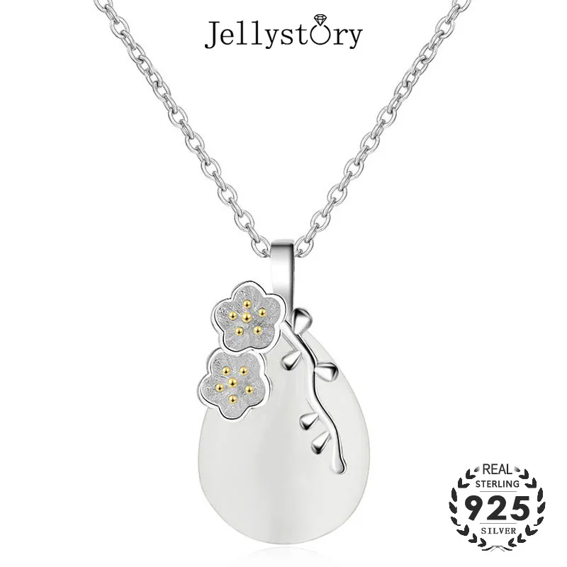 Jellystory 925 серебро ожерелье ювелирные изделия с каплевидные В виде цветов