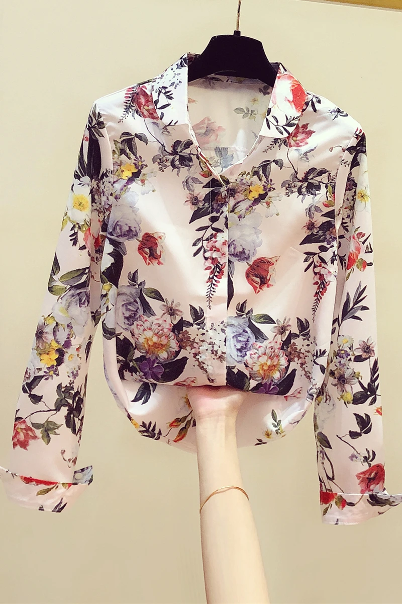 

Plus Size Shirt Long Sleeve Woman 2021 Spring Autumn New Vintage Floral Chiffon Blouses Women's Top Floral Print Blusa