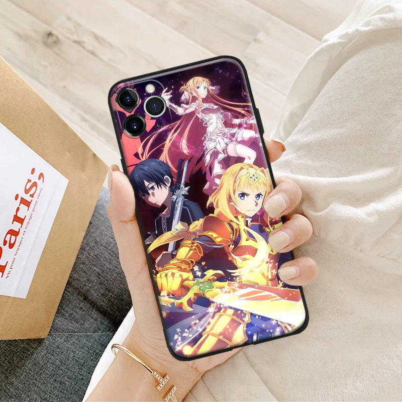 sword art online asuna kirito alice anime for iphone se 6 6s 7 8 plus x xr xs 11 pro max soft silicone phone case cover shell free global shipping