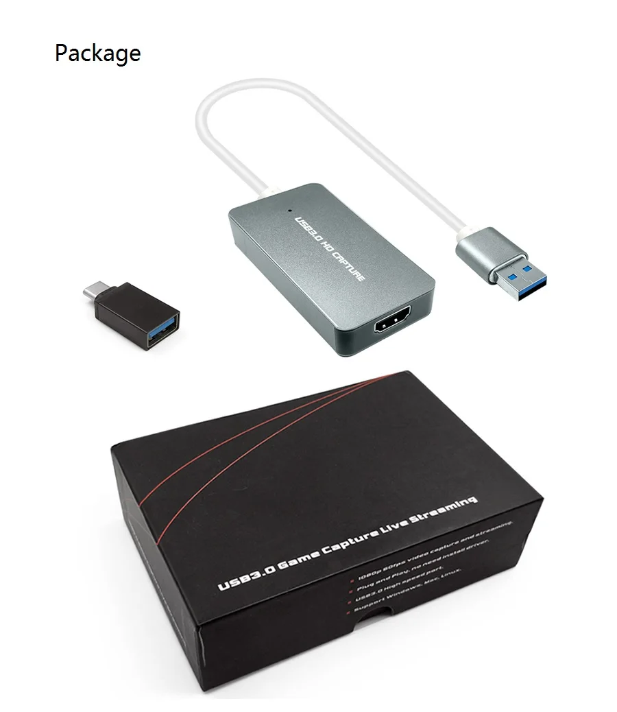Видеозахват 1080P60fps HDMI совместимый с Type-c USB3.0 для Windows MAC Linux Android OS. Прямая трансляция