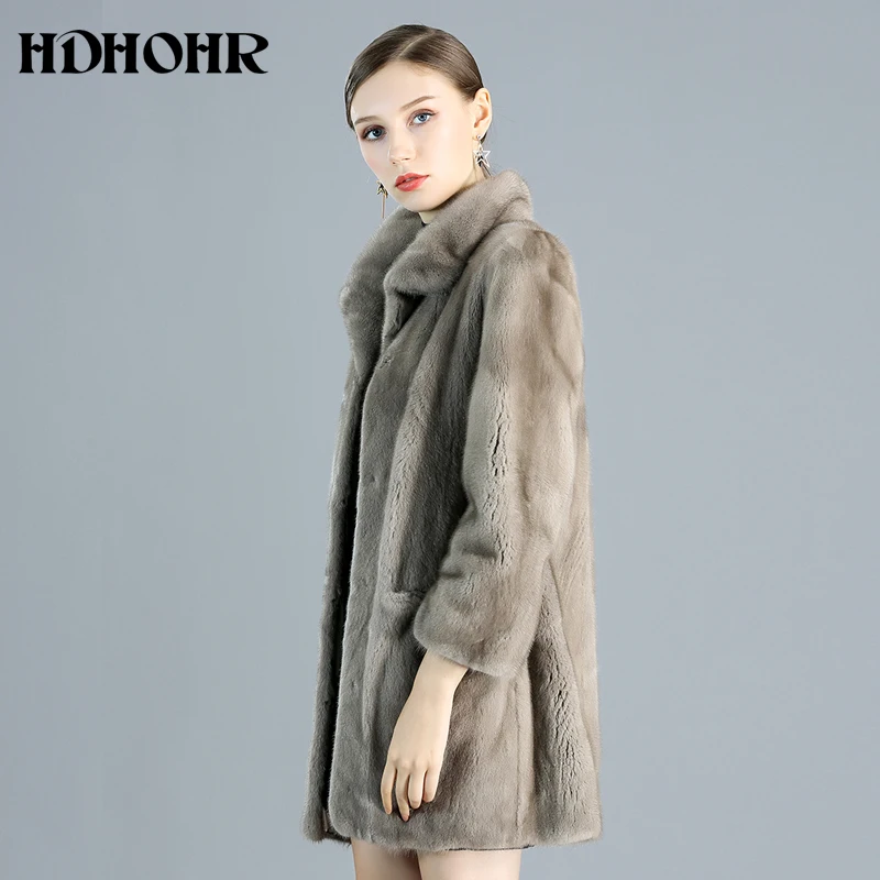HDHOHR 2021 Высокое качество 100% женское натуральное импортное пальто из натуральной
