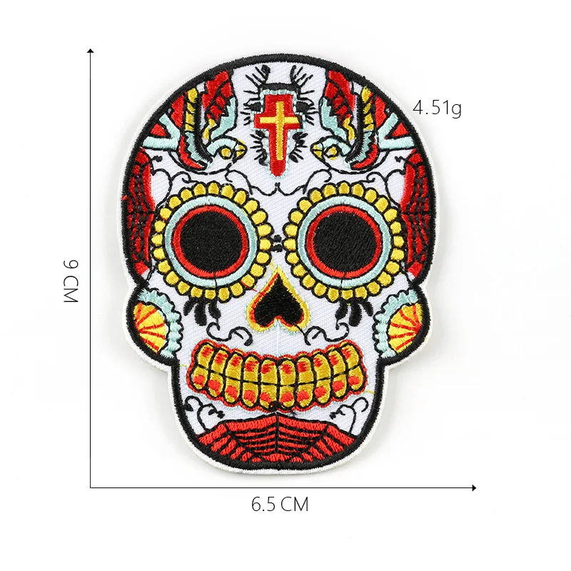 

6pcs Skulls embroidery patches clothing jackets denim clothes ironing sewing decorative badges ironing patch wholesale