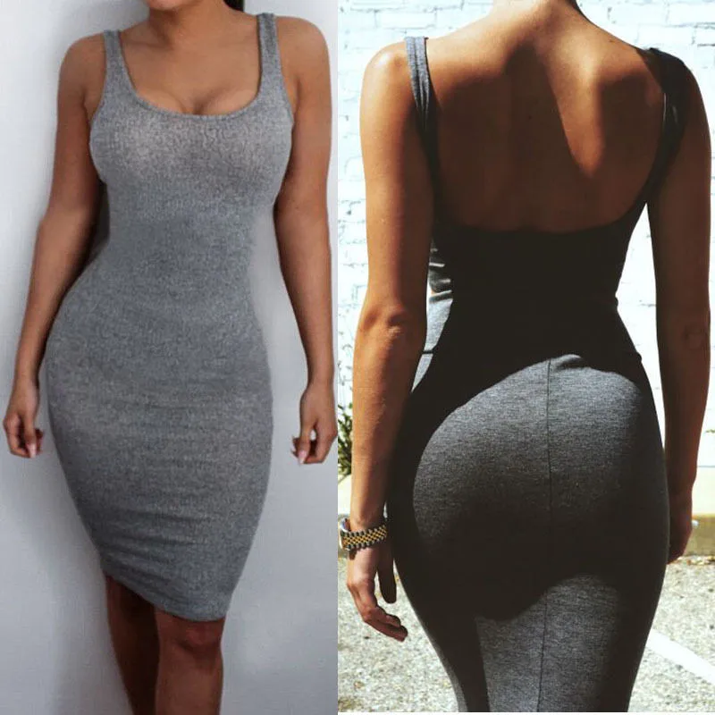 

2020 New Sexy Women Summer Dresses Backless Dresses Sleeveless Bodycon Dress Clubwear Bandage LadiesT Shirt Casual Mini Dress