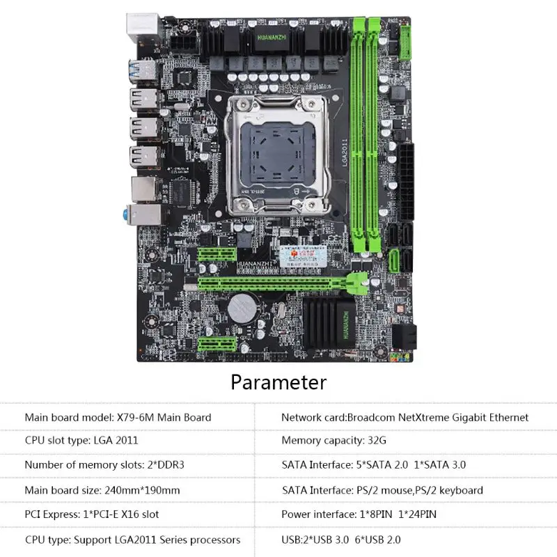 Huananzhi X79 материнская плата LGA 2011 USB3.0 SATA3 поддержка регистровая и ecc-память памяти и процессор Xeon E5 материнская плата