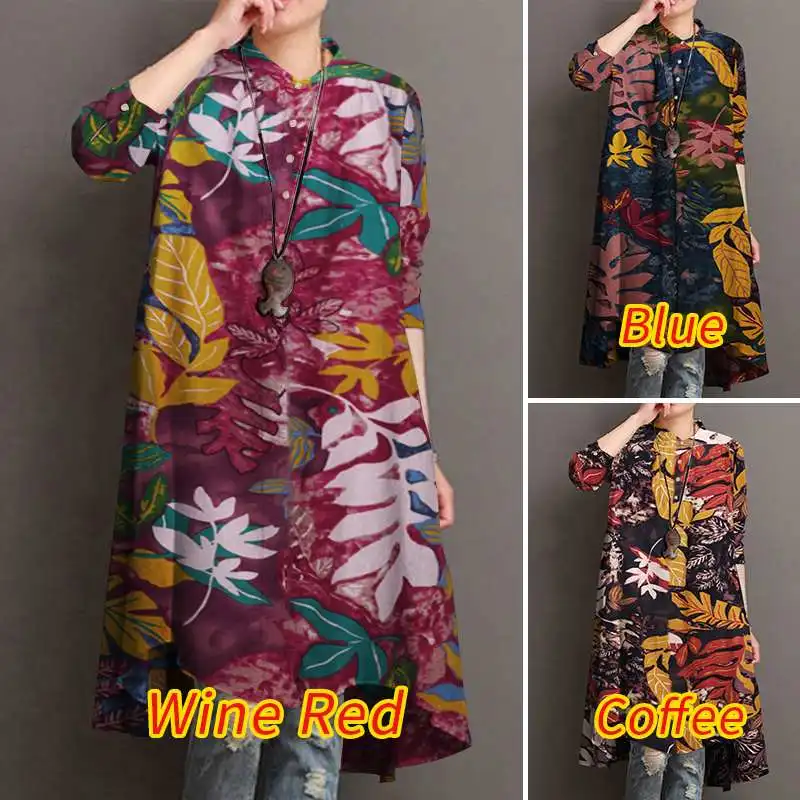

Vintage Printed Shirts Women's Autumn Blouse ZANZEA 2021 Casual Long Sleeve Blusas Female Button Down Tunic Plus Size Floral Top