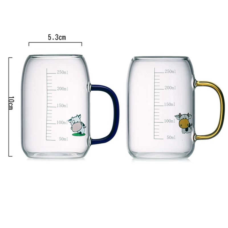250ML Glass Water Cup Baby Cups Drinking Drinkware With Handle Children's Breakfast Nature Safe Material Kids Milk | Дом и сад
