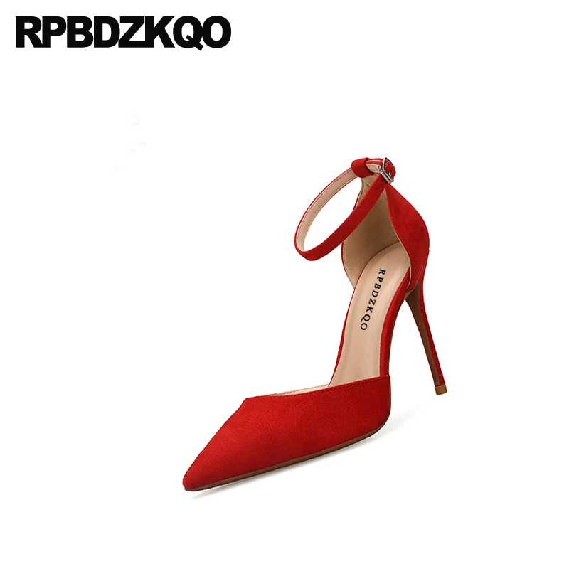 Туфли свадебные женские с острым носком высокий каблук-шпилька замша