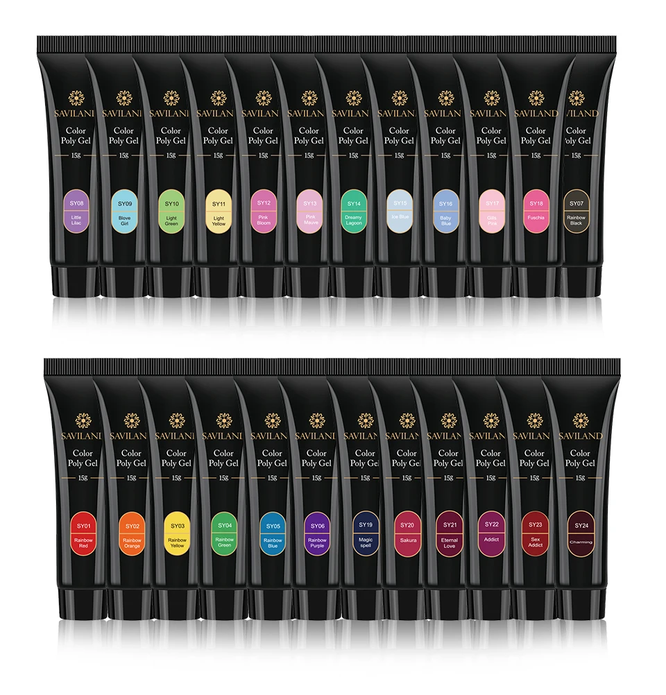 SAVILAND 15g Color Poly Gel Finger Extension 30g Red Blue Yellow Poly Gel Nail Gel Camouflage Soak Off UV Hard Fast Builder Gel