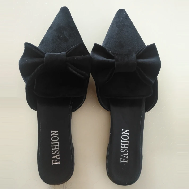 E TOY/тапочки на плоской подошве с острым носком Модные замшевые тапочки без