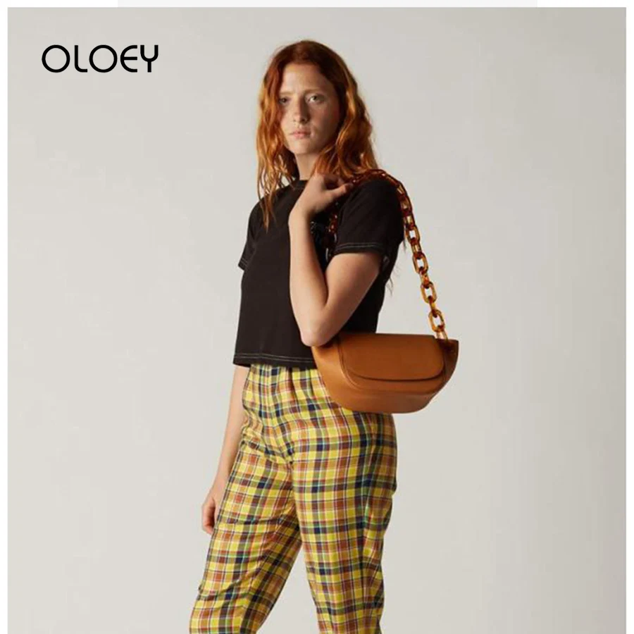 Винтажная модная акриловая цепь сумка на плечо новые роскошные сумки женские дизайнерские Сумки из искусственной кожи Женская Повседневная нагрудная Сумка Bolsa