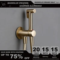 brushed gold brass hand held wall mounted hybrid hot and cold water with stand bathroom kitchen toilet faucet bidet sprayer